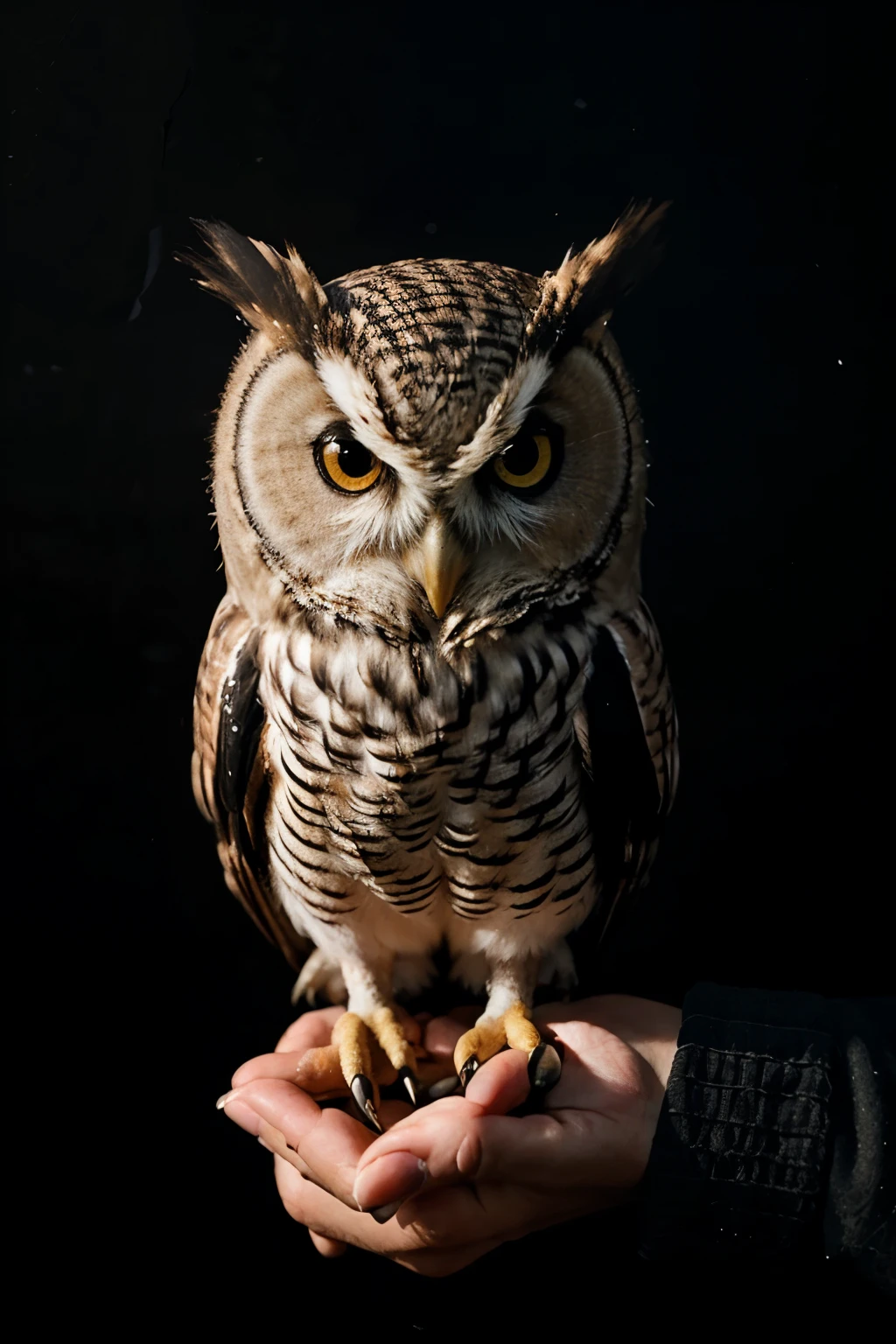 A hand-drawn owl with a black background