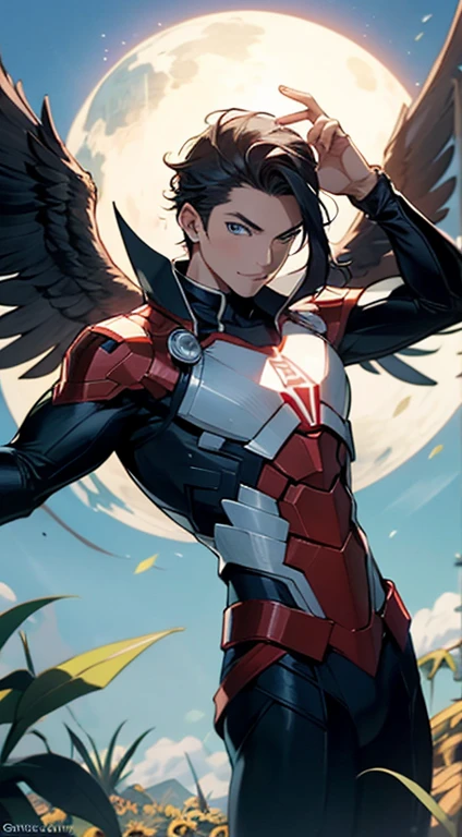 a marvel comic panel, at the top of Mount Olympus, a young dark-skinned young man stands with bright blue eyes. He wears a toga decorated with ruby hearts and a crown that shines. Su armadura reluce bajo la luz divina, and its systemic view reveals hidden secrets. Los girasoles en el campo de trigo a sus pies parecen inclinarse ante su presencia, mientras las abejas zumban en reverencia. In this corner of mythology, el Olimpo en Grecia, the boy smiles, consciente de su destino divino.

Nota: This representation is imaginary and does not correspond to any specific Marvel comic.. 😊

1

marvel.com
2
hobbyconsolas.com
3
hobbyconsolas.com
4
latam.ign.com
5

fotor.com — see less I love it! Can you add a lightning bolt in the background?
What powers would this character have??
Gracias por la imagen, it&#39;s great.

Response stopped

Nuevo tema