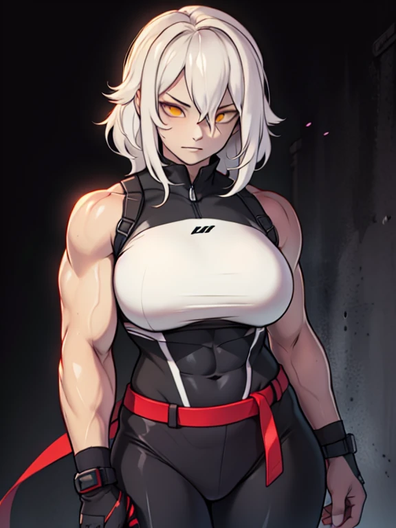 (1 muscular girl) Yellow eyes, large breasts, pale, tight skin