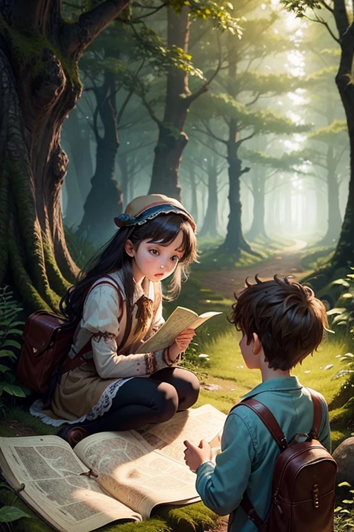 a girl and a boy find a map of an enchanted forest