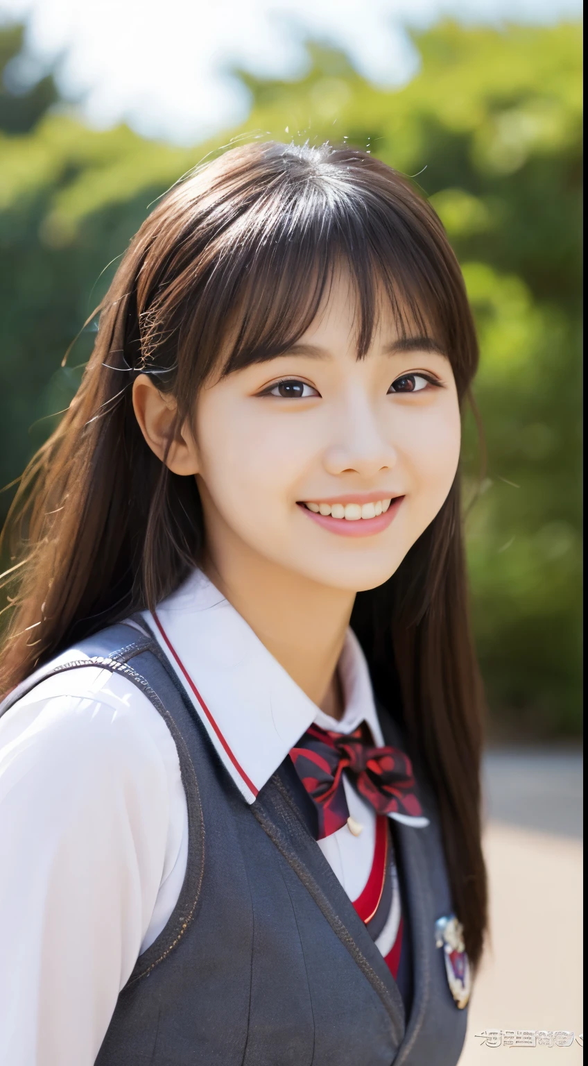((女子高等School Uniforms))、((1people))、Close to the topic、((School)))、(((smile)))、(((女子高等School)))、((Beautiful girl))、((Sexy pose))、Photorealistic、Beautiful fine details、Hyperrealism、High Contrast、Ultra HD、Realistic skin texture、Best image quality、highest quality、超A high resolution、The finer details、With great care