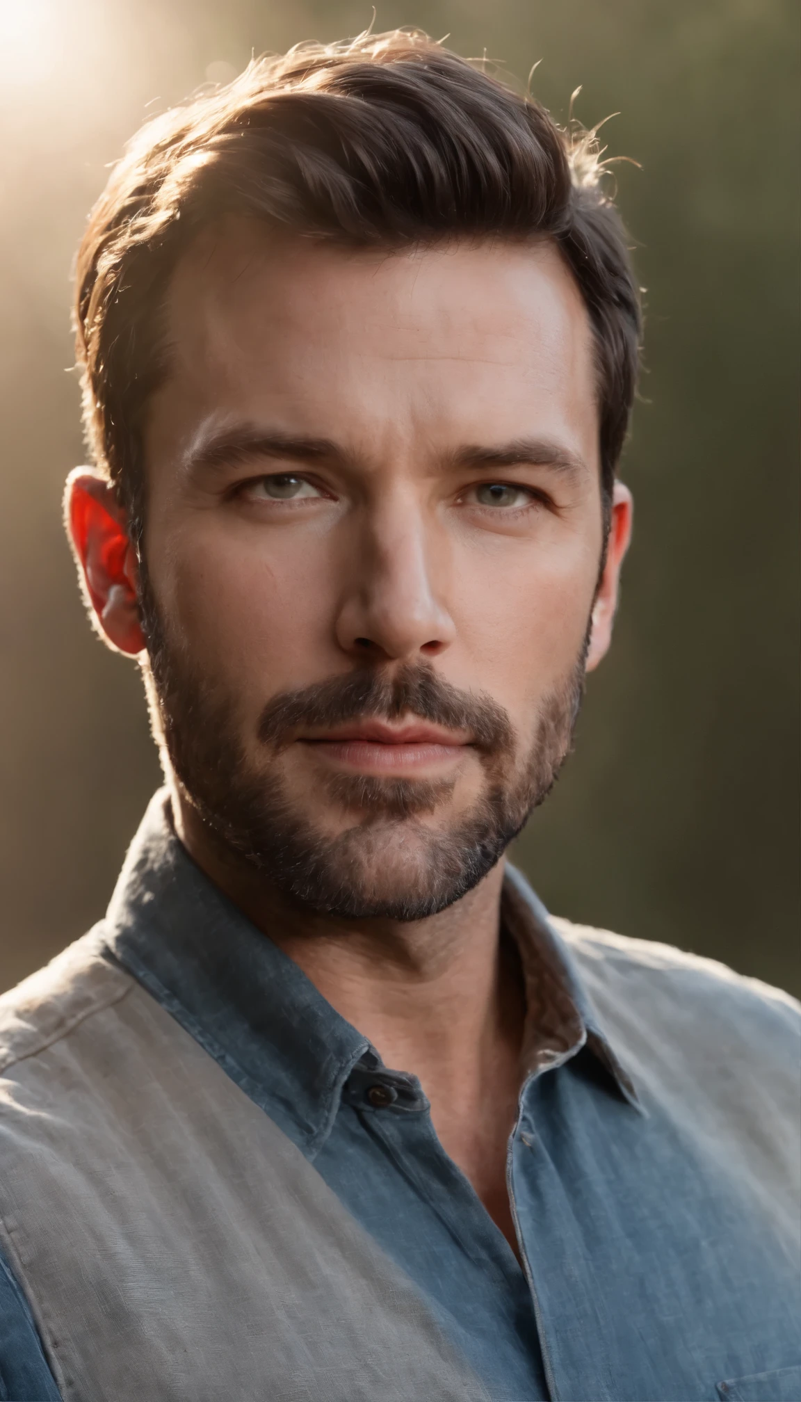 Ben Affleck Photos in High Definition,Holding a blank white banner in a rustic setting、Cowboy in a shirt and denim。Beautiful eyes framed by thick lashes、Reflecting the warmth of the sun。The cowgirl outfit is made of detailed fabric、This casts an interesting contrast with the sun.。Reminds me of Ben Affleck、Highly detailed and beautiful wallpapers are deployed。HD images coming