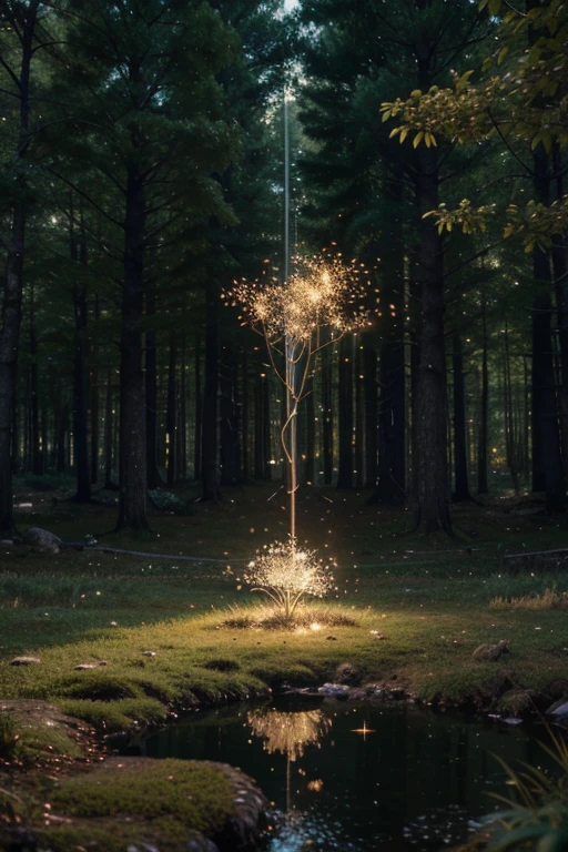Uma obra-prima, the melhor qualidade, reflexos deslumbrantes, the best reflections of all time. (very detailed 8k CG unity wallpapers), (melhor qualidade), (Best illustrations), (Melhores sombras), forest theme with elementos naturais. tall trees, riachos tranquilos, small Brilhoing mushrooms surrounded by delicate folhas and branches, with vagalumes and Brilhoing particle effects,, (elementos naturais), (tema selva), (folhas), (Galhos), (vagalumes), borboletas, (delicate folhas), (Brilho), (particle effects). , isometric 3D Model, octane rendering, Raio rastreado, super detalhado