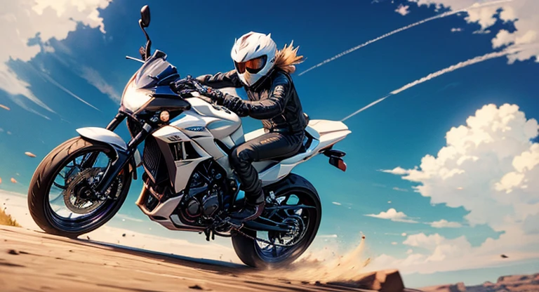 Ride a motorcycle and draw anime