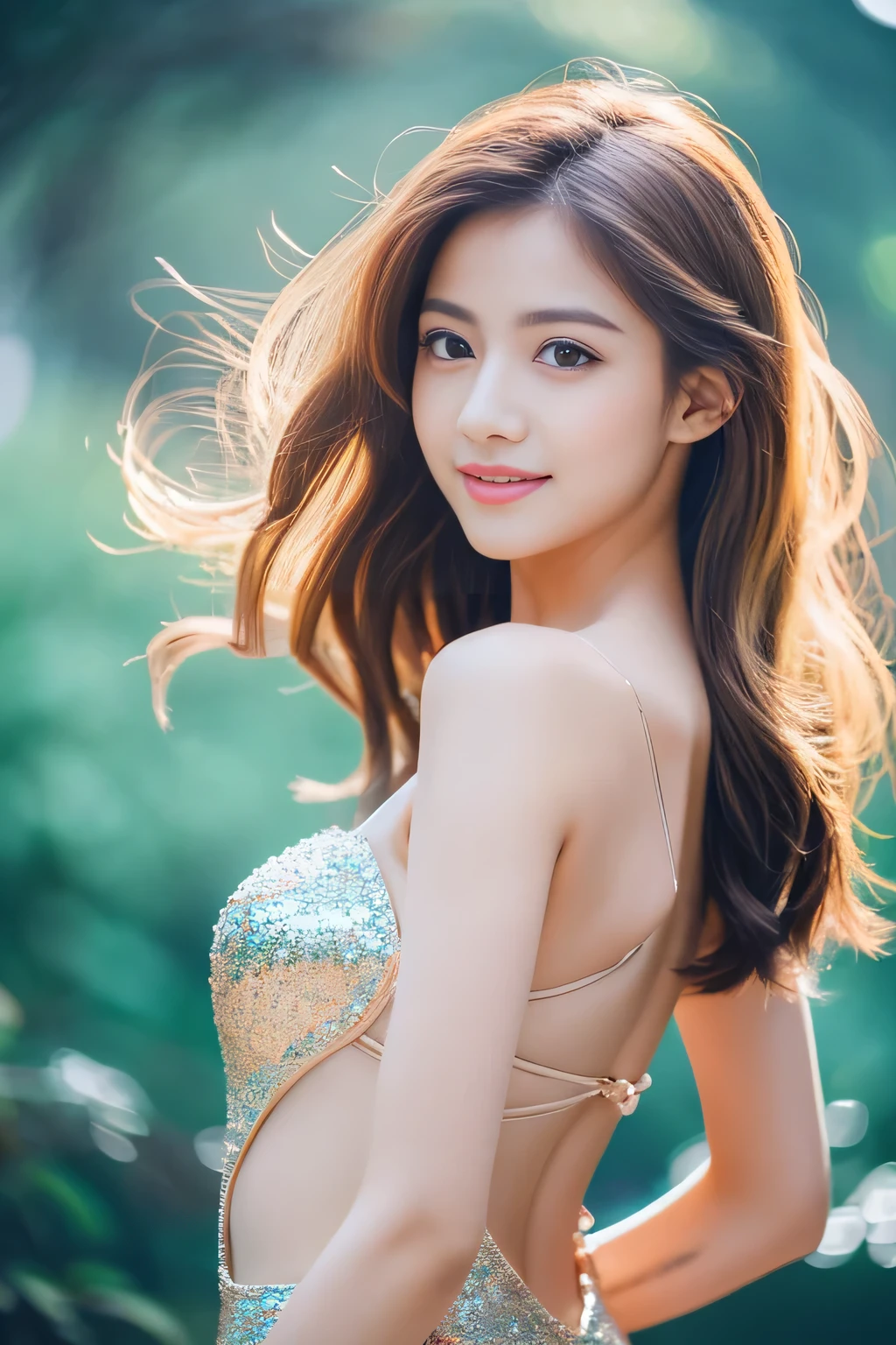 masterpiece、high resolution、high quality、Perfect beautiful girl、Perfect Anatomy、Beautiful limbs、double eyelid、Sparkle in the eyes、Beautiful Skin、Everything is an expression of love、Professional camera photography、gravure:1.5、Eternal brilliance:1.5、