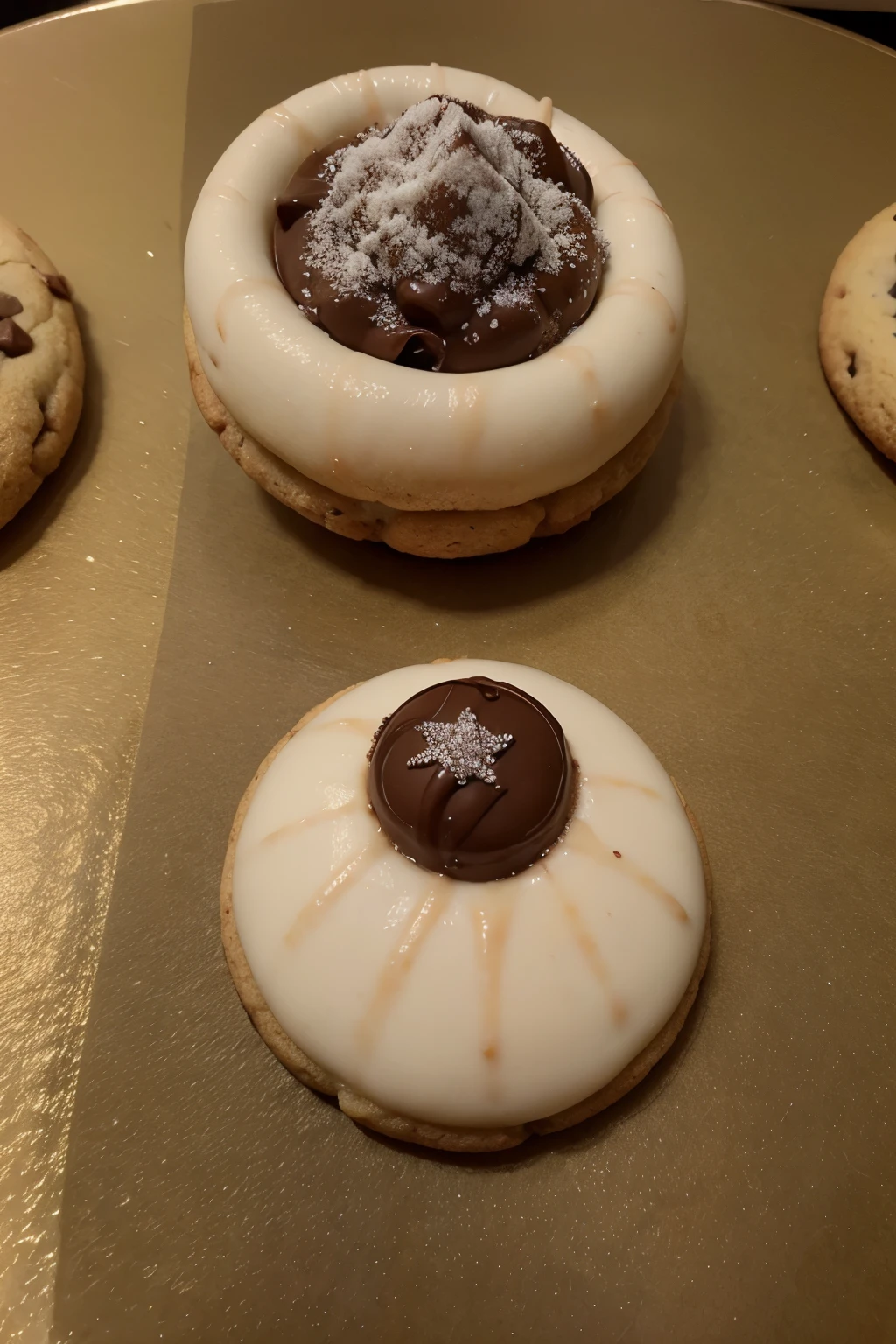 cookie com gotas de chocolate com estrelas em volta