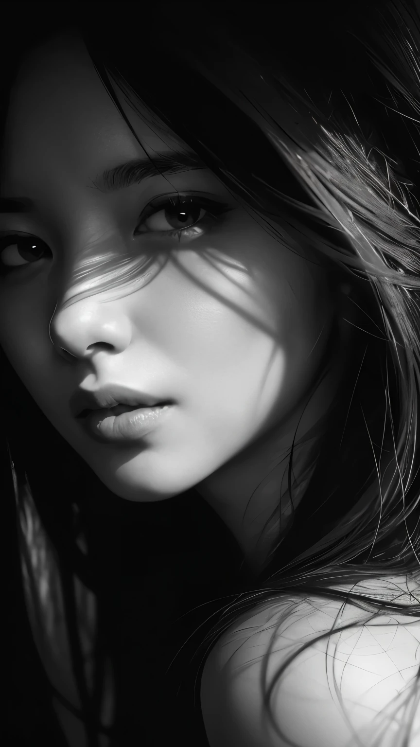 masterpiece, Best Quality, Illustration, Ultra-detailed, finely detail, hight resolution, 8K Wallpaper, Perfect dynamic composition, Beautiful detailed eyes , open mouse, Sexy face,Face feeling ecstasy,Face at the peak of sexual arousal, looking at viewer, ((Dark background)), in the style of Mark Demsteader，