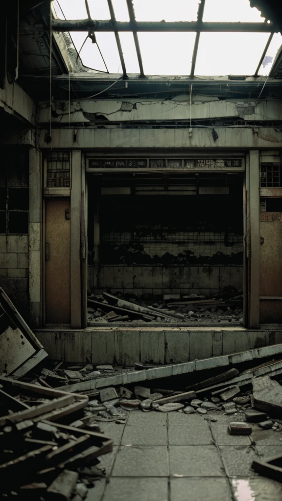 subway,Showa,Collapse,Devastation,Inside the ruins,Glasses,Women,adventure,Black and White,