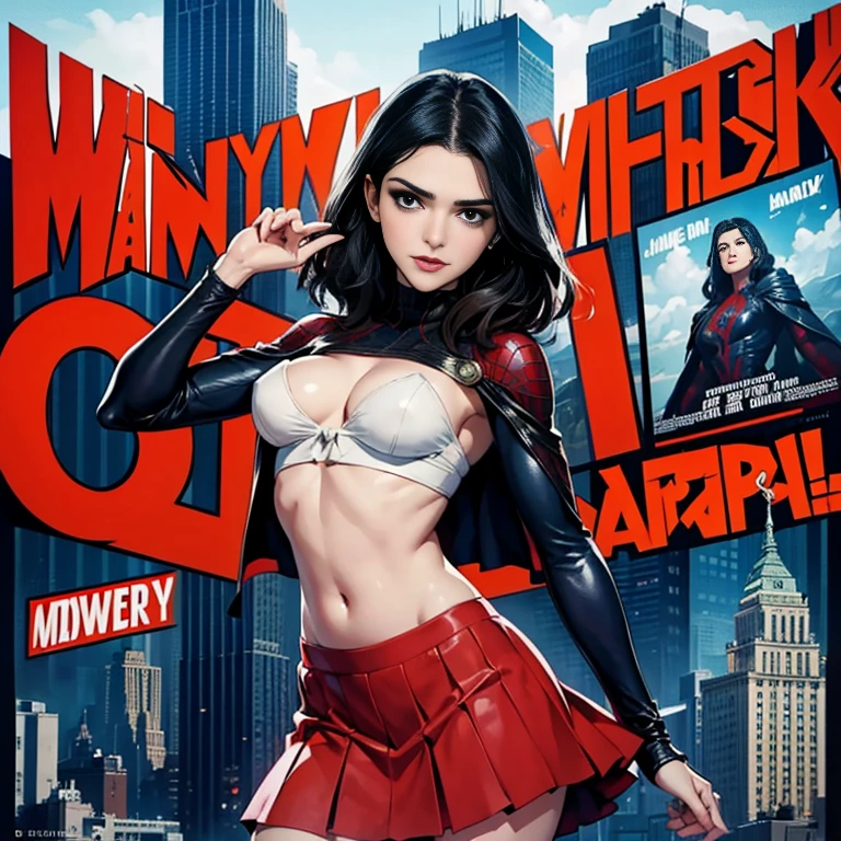 Rachel Weisz、マーベル・コミック映画のPoster, Very beautiful, Movies about Spiderman, sexy, whole body, I'm wearing a skirt、Premiere date, Poster、belly buttonを突き出す、new york、She&#39;s wearing a torn Spider-Man suit,The suit is torn、Wearing a skirt、 Red and black color scheme,dynamic、masterpiece、highest quality、Ultra-detailed、Very detailed、A delicate and beautiful shine、超A high resolution、Cinematic,Break,Breakdrop,(Torn clothes:1.5), (Wet clothes:1.4), Bare shoulders,Real Rain,Wet Hair,belly button、Exposing Skin、sexyな肩を見せてる