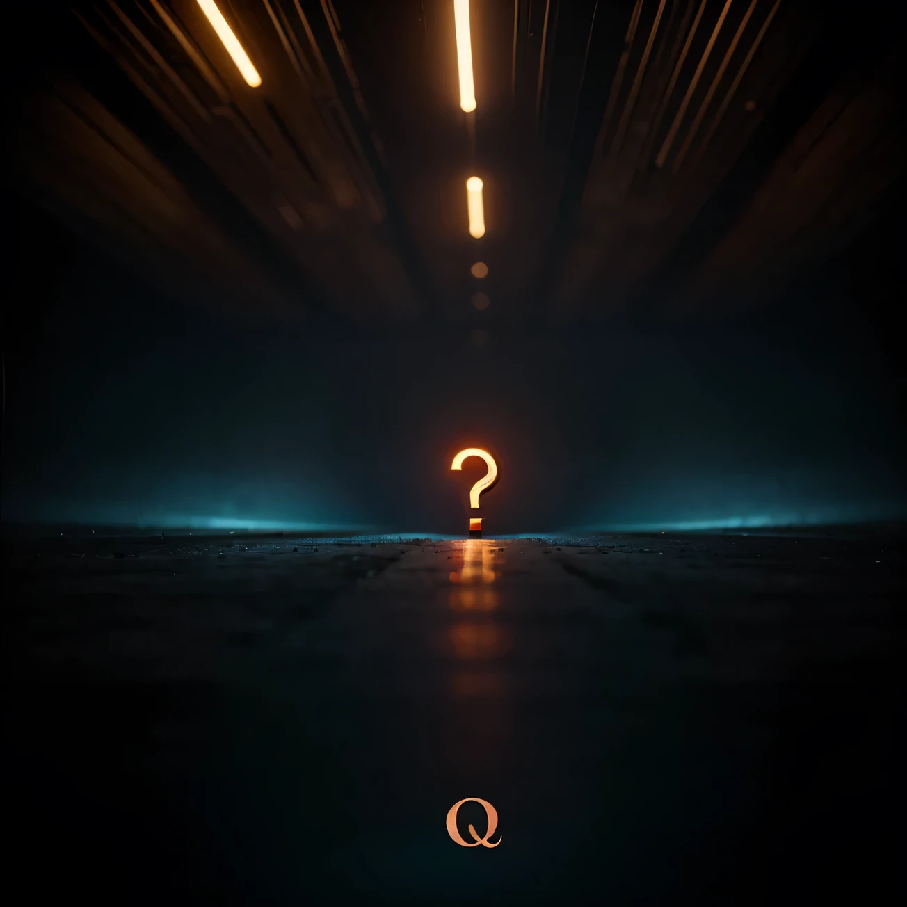 Question mark background, cinematic colors,