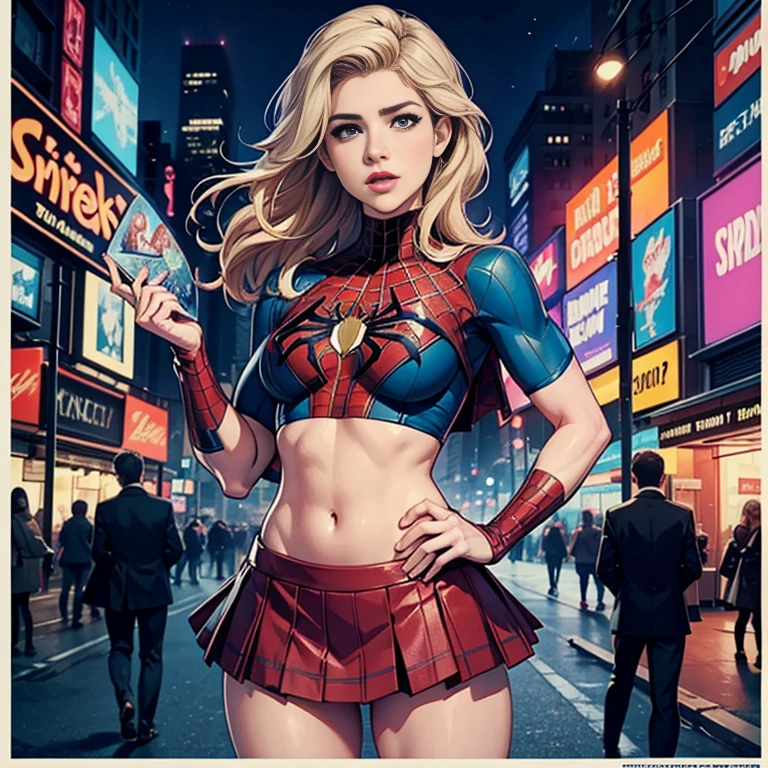 Emily Bett Rickards、マーベル・コミック映画のPoster, Very beautiful, Movies about Spiderman, sexy, whole body, I'm wearing a skirt、Premiere date, Poster、belly buttonを突き出す、new york、She&#39;s wearing a torn Spider-Man suit,The suit is torn、Wearing a skirt、 Red and black color scheme,dynamic、masterpiece、highest quality、Ultra-detailed、Very detailed、A delicate and beautiful shine、超A high resolution、Cinematic,Break,Breakdrop,(Torn clothes:1.5), (Wet clothes:1.4), Bare shoulders,Real Rain,Wet Hair,belly button、Exposing Skin、sexyな肩を見せてる