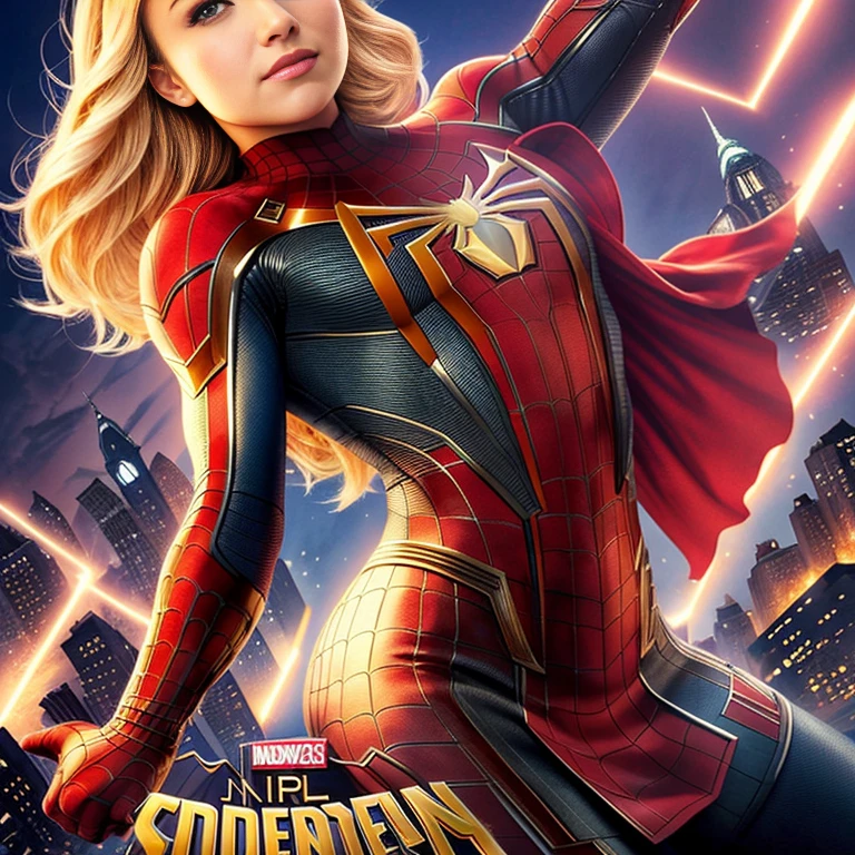 Hayden Panettiere、マーベル・コミック映画のPoster, Very beautiful, Movies about Spiderman, sexy, whole body, I'm wearing a skirt、Premiere date, Poster、belly buttonを突き出す、new york、She's wearing a torn Spider-Man suit,The suit is torn、Wearing a skirt、 Red and black color scheme,dynamic、masterpiece、highest quality、Ultra-detailed、Very detailed、A delicate and beautiful shine、超A high resolution、Cinematic,Break,Breakdrop,(Torn clothes:1.5), (Wet clothes:1.4), Bare shoulders,Real Rain,Wet Hair,belly button、Exposing Skin、sexyな肩を見せてる