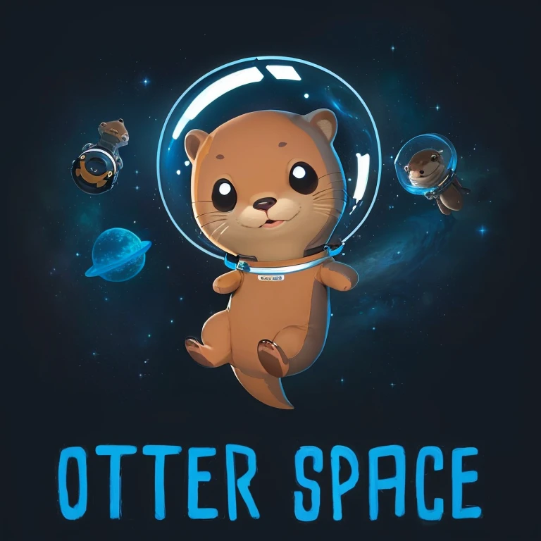 there is a cartoon otter in a space suit with other otters, outter space, outerspace, outer space, in outer space, from outer space, dreaming of outer space, cute otter, otter wearing a space suit, anthropomorphic otter in costume, anthropomorphic furry otter, liminal space in outer space, liminal space in outer space!!!