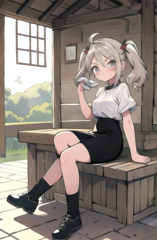 obra de arte,melhor qualidade,visto de baixo,1 garota,Sozinho,pernas cruzadas,sitting position,Sem sapatos,cintura fina,(pencil skirt:1.2),coxas pretas,camisa social,kisaki,cabelo preto,duplo bom,twintails,enfeite de cabelo de borboleta,Cabelo longo,seios pequenos,