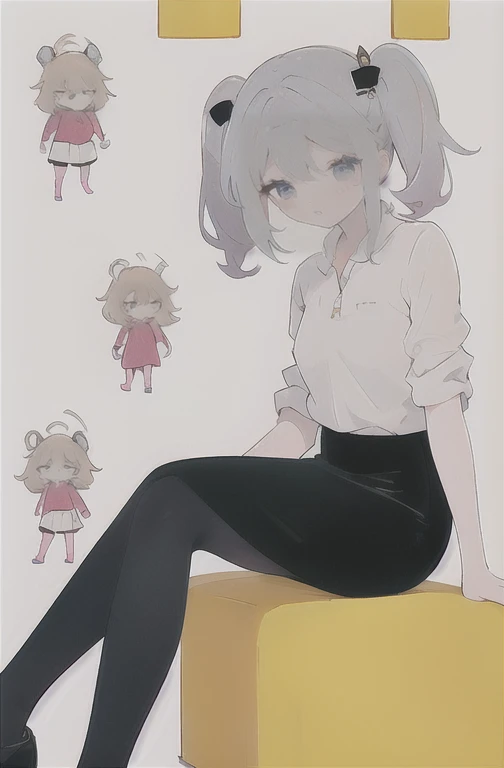 obra de arte,melhor qualidade,visto de baixo,1 garota,Sozinho,pernas cruzadas,sitting position,Sem sapatos,cintura fina,(pencil skirt:1.2),coxas pretas,camisa social,kisaki,cabelo preto,duplo bom,twintails,enfeite de cabelo de borboleta,Cabelo longo,seios pequenos,