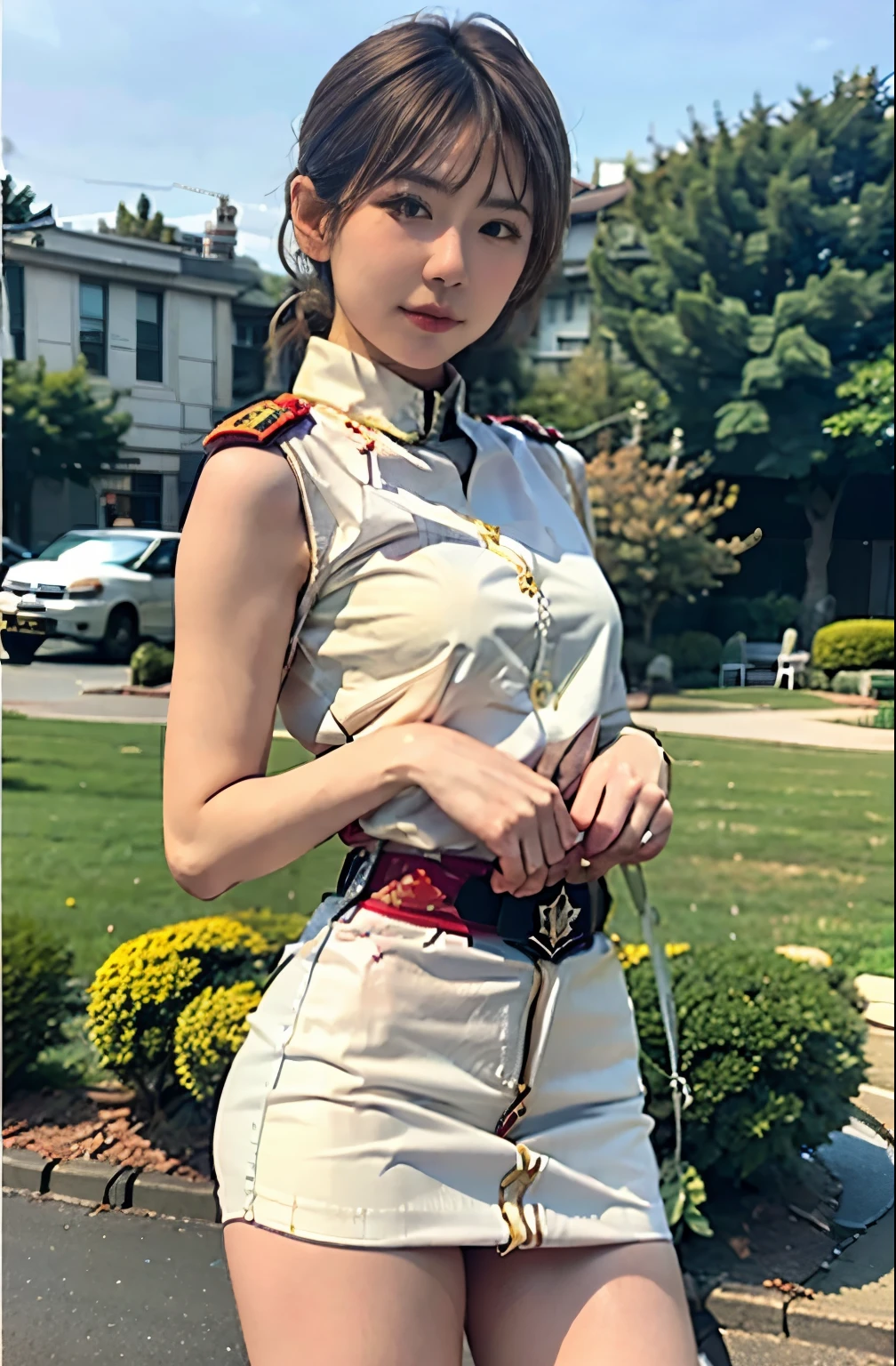 Actual Photos、Highest imYear quality、Realistic、Beautiful woman、Beautiful thighs、Beautiful Face、本当の私は何Yearも、federal army uniform miniskirt、ponytail、Yuriko Yoshitaka、16 year old Japanese female、Zuo々Ki Nozomi:1.4、pretty girl、White pantiesが見える、1６Year、（White panties:1.3）、Ultra mini skirt、Beautiful thighs、White panties、ピンクのミニスカートがめくれてWhite pantiesが見えてる