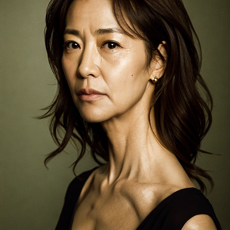 ((highest quality)), ((8K)), ((masterpiece:1.3)), (perfect look), (photorealism:1.6), Face of a 52 year old Japanese woman, solo