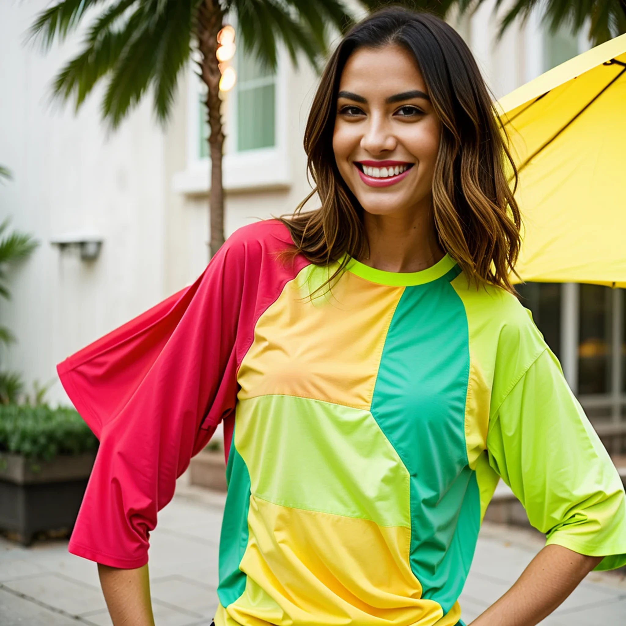 more fun shirt, with vibrant colors, red, yellow, green