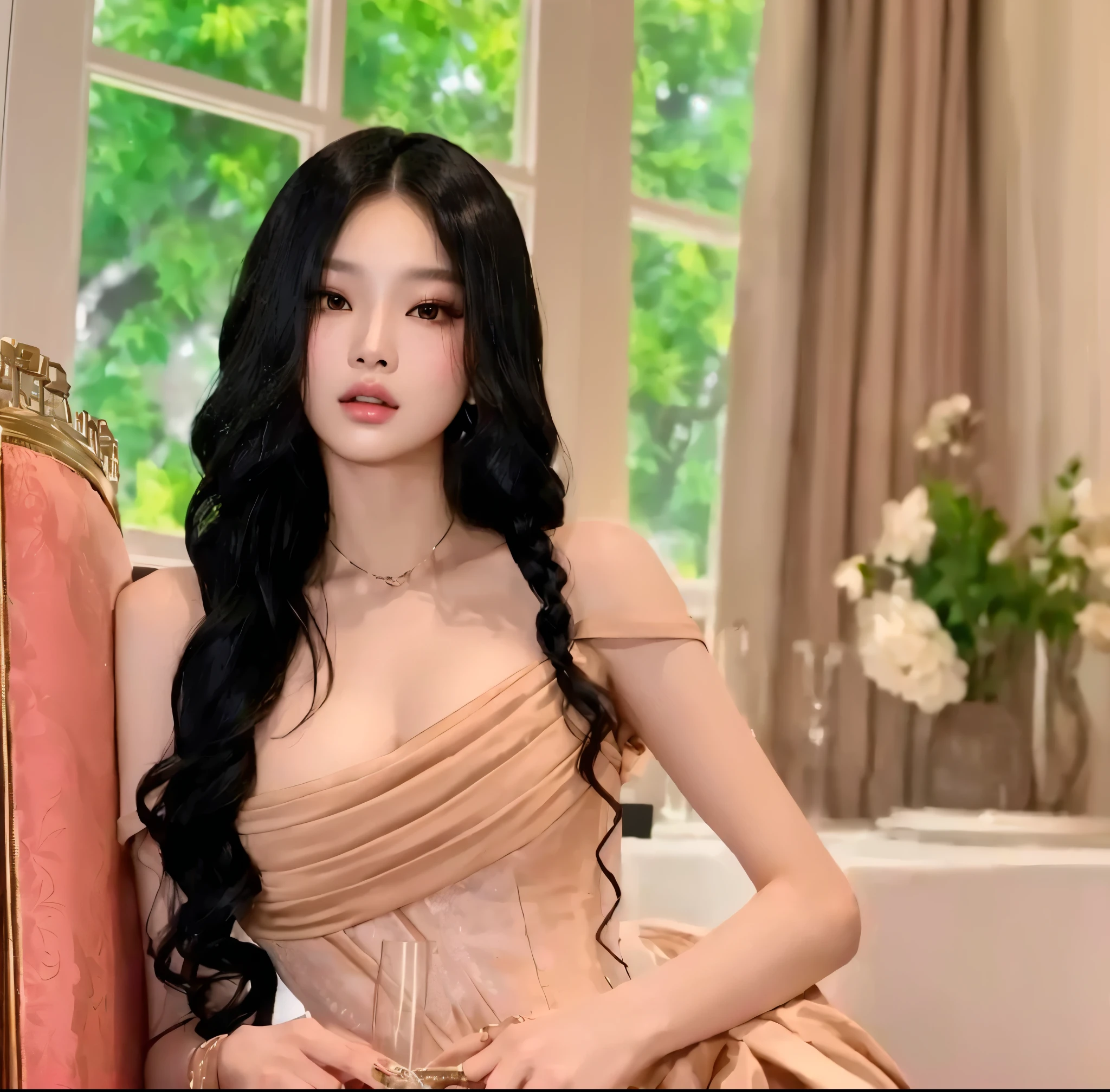 mujer araffe con un vestido sentada en una silla con una copa de vino, shaxi, tomorrow brother tran, beautiful south mujer coreana, Xision Wu, Xintong Chen, Wenfei Ye, jia, mujer coreana, art album, preciosa modelo china, xianxia de cuerpo completo, bald goddess asian nymph, heonhwa choe, rostro de Jennie de BlackPink, Jennie, cara de Jennie de Blackpink