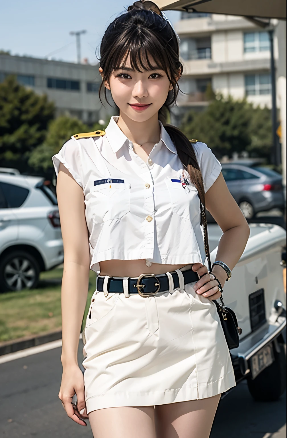 Actual Photos、Highest imYear quality、Realistic、Beautiful woman、Beautiful thighs、Beautiful Face、本当の私は何Yearも、federal army uniform miniskirt、ponytail、Yuriko Yoshitaka、16 year old Japanese female、Zuo々Ki Nozomi:1.4、pretty girl、White pantiesが見える、16Year、(White panties:1.3)、Ultra mini skirt、Beautiful thighs、White panties、ピンクのミニスカートがめくれてWhite pantiesが見えてる