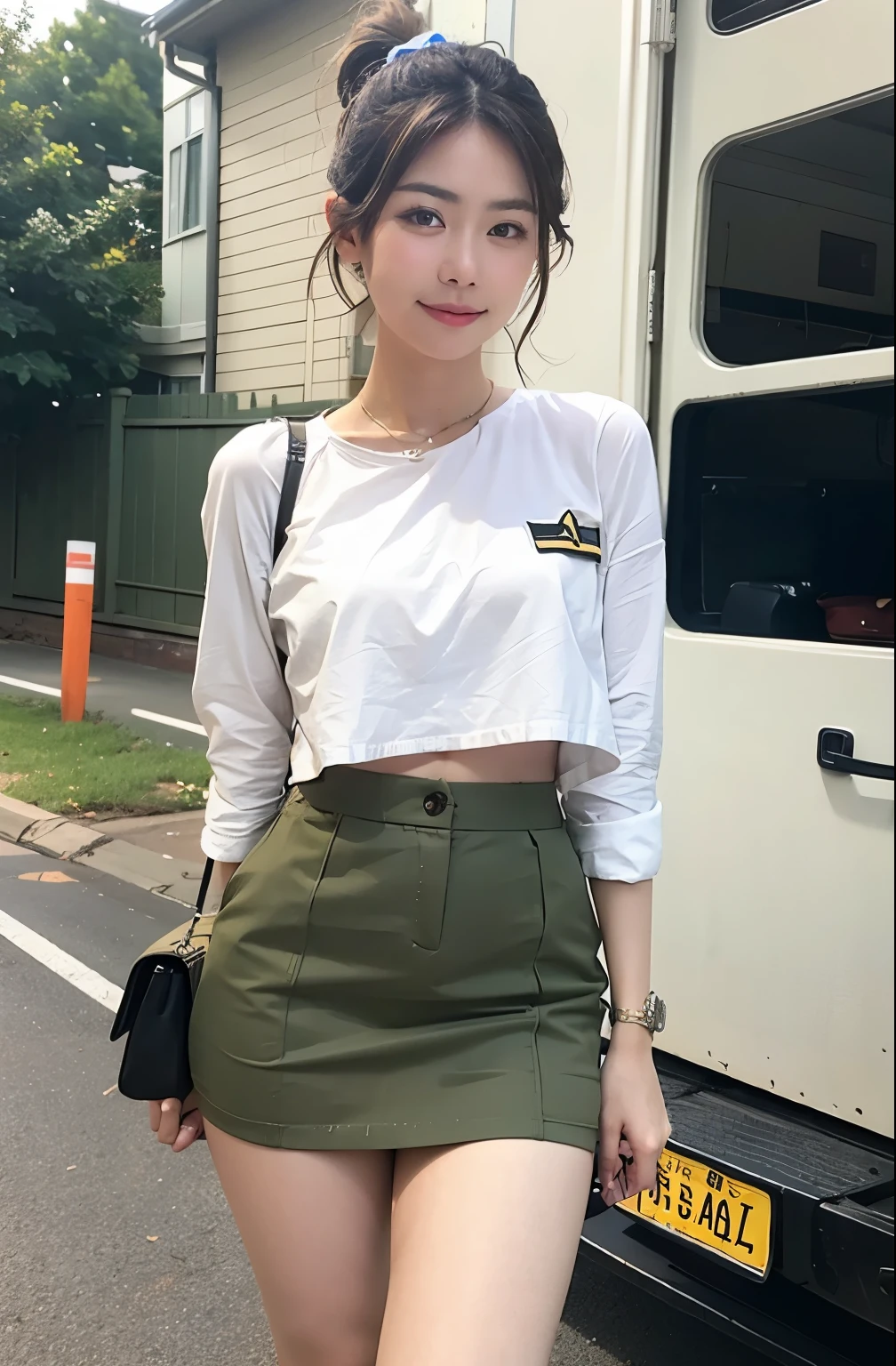 Actual Photos、Highest imYear quality、Realistic、Beautiful woman、Beautiful thighs、Beautiful Face、本当の私は何Yearも、federal army uniform miniskirt、ponytail、Yuriko Yoshitaka、 Japanese female、Zuo々Ki Nozomi:1.4、pretty girl、White pantiesが見える、16Year、(White panties:1.3)、Ultra mini skirt、Beautiful thighs、White panties、ピンクのミニスカートがめくれてWhite pantiesが見えてる