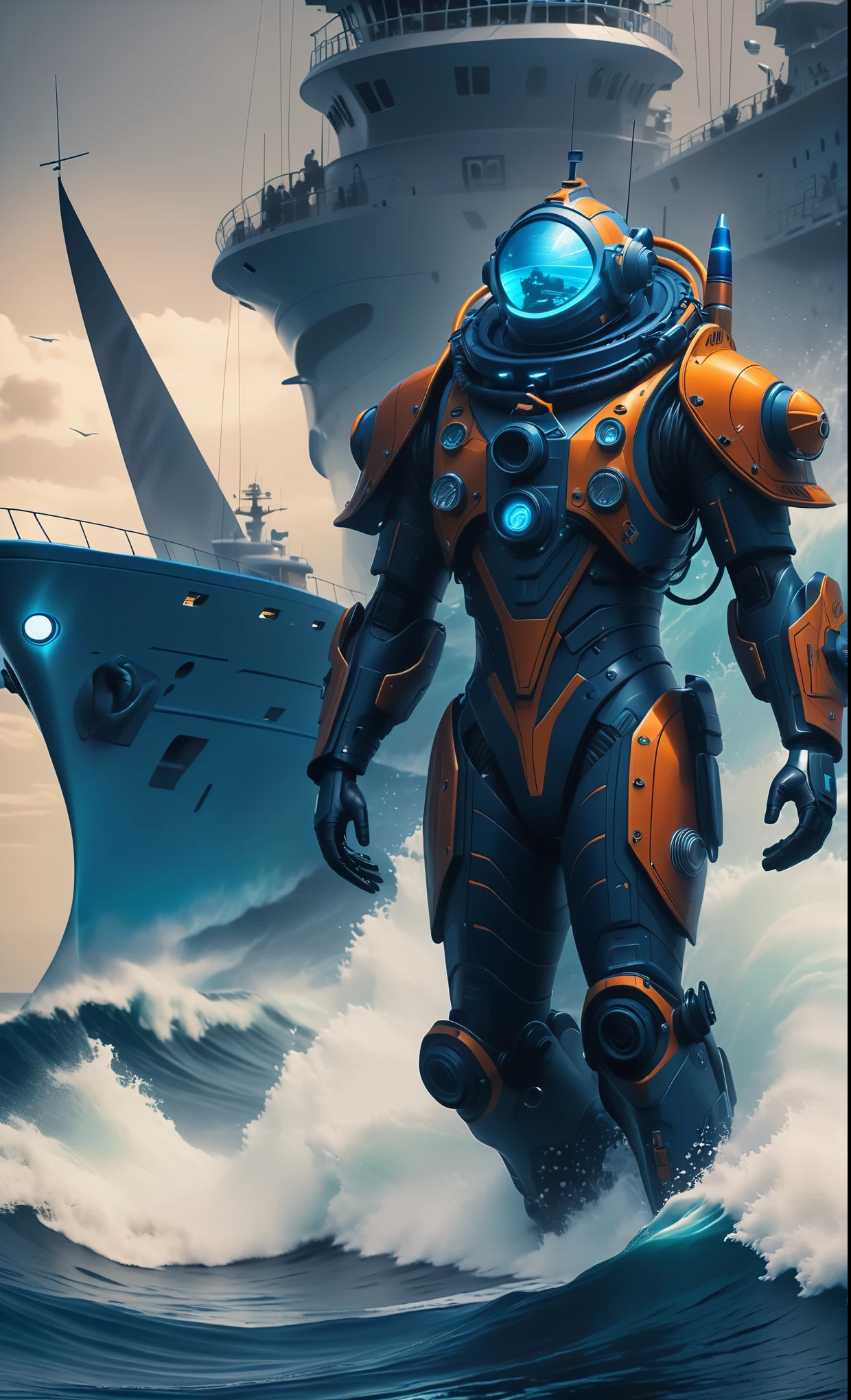 Nazare Nautica vol.2 - Coast Guard, by Luis Duarte, Nanopunk, blue shading, Nazare style, Element Water, Mythpunk, Graphic Interface, Space Art, Sci-Fic Art, Dark Influence, NijiExpress 3D v3, Kinetic Art, Datanoshing, Oilpainting, Ink v3, Splash style, Abstract Art, Abstract Tech, Cyber Tech Elements, Futuristic, Epic style, Illustrated v3, Deco Influence, AirBrush style, drawing