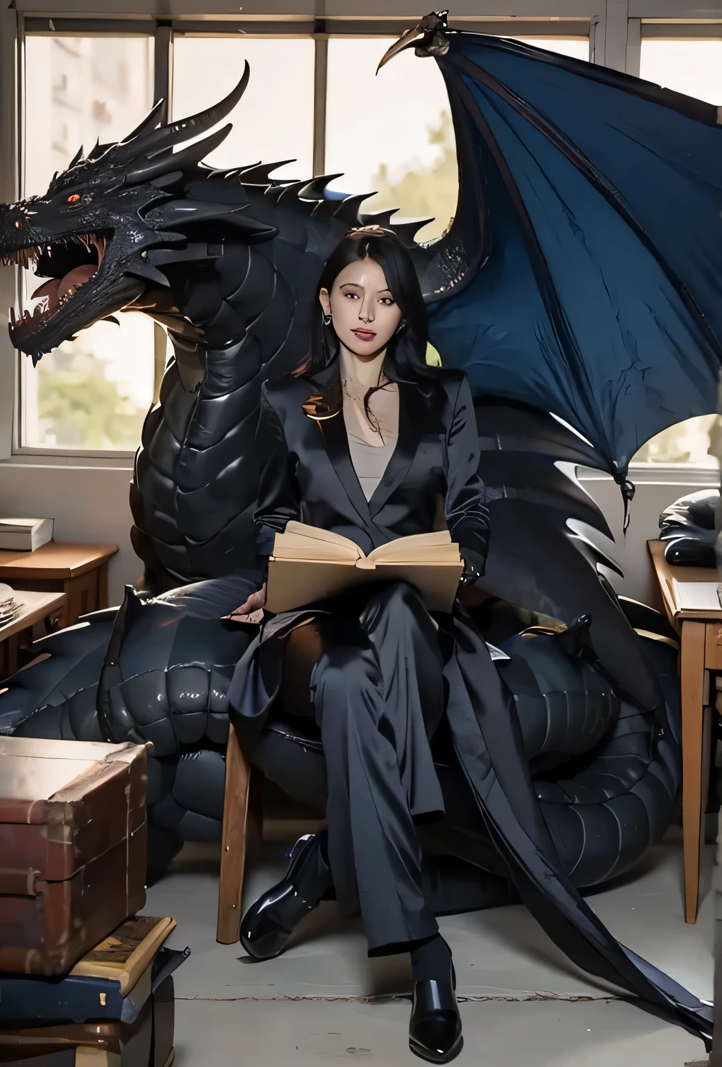 Oil, highest quality, masterpiece, Ultra-high resolution, Dark Dragon,dragon,devil,