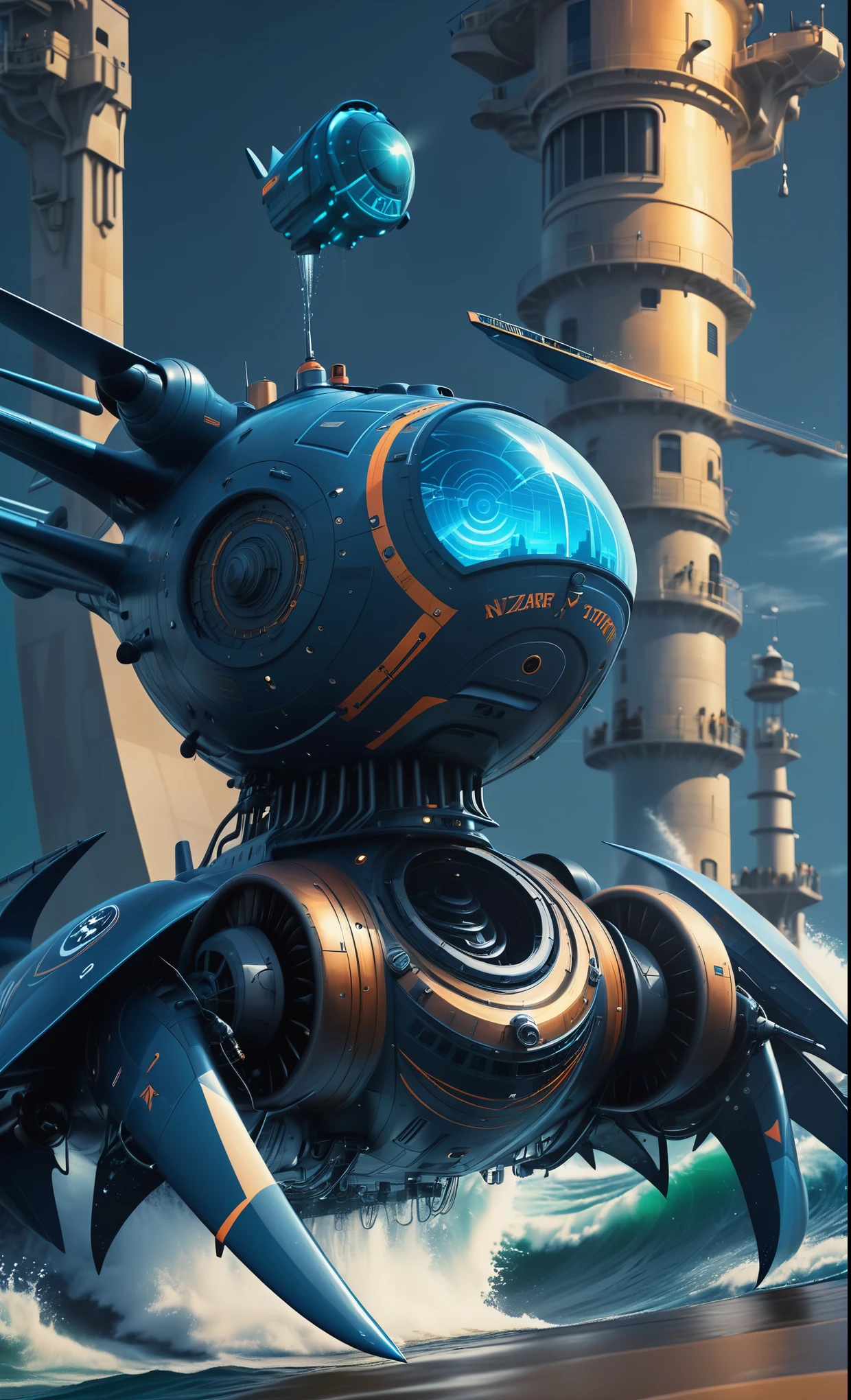 Nazare Nautica vol.2 - Coast Guard, by Luis Duarte, Nanopunk, blue shading, Nazare style, Element Water, Mythpunk, Graphic Interface, Space Art, Sci-Fic Art, Dark Influence, NijiExpress 3D v3, Kinetic Art, Datanoshing, Oilpainting, Ink v3, Splash style, Abstract Art, Abstract Tech, Cyber Tech Elements, Futuristic, Epic style, Illustrated v3, Deco Influence, AirBrush style, drawing
