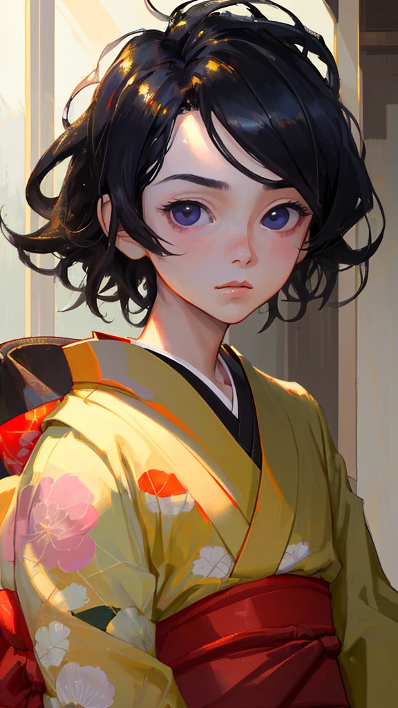 masterpiece,best quality,absurdres,1boy,upper body,portrait,dynamic_angle,rim light,high saturation,looking_at_screen,masterpiece,best quality,Tanjiro,kimono,masterpiece, best quality,