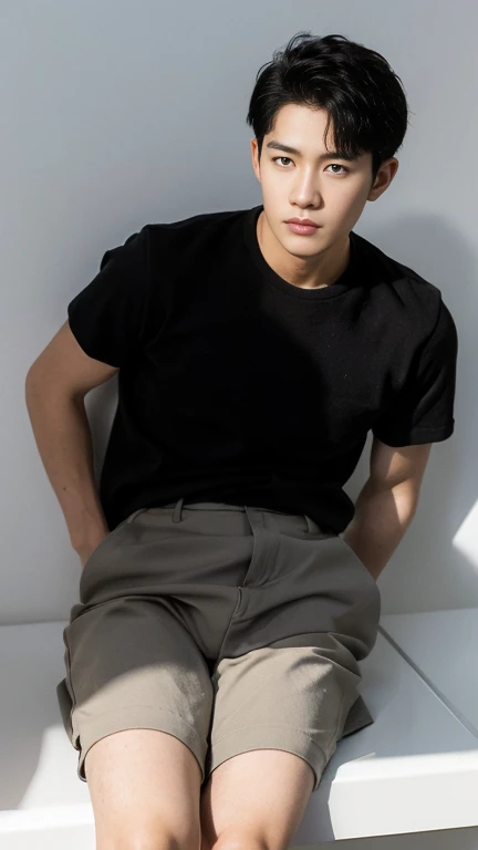 Atmospheric Boy,In one pocket is a school bag, rubber micro thing , textured skin, looking at camera busts, photos, realistic photos of black hair, high-quality picture effects, full length shot(fls) , sexy, NSFW , bare thighs , eroticism