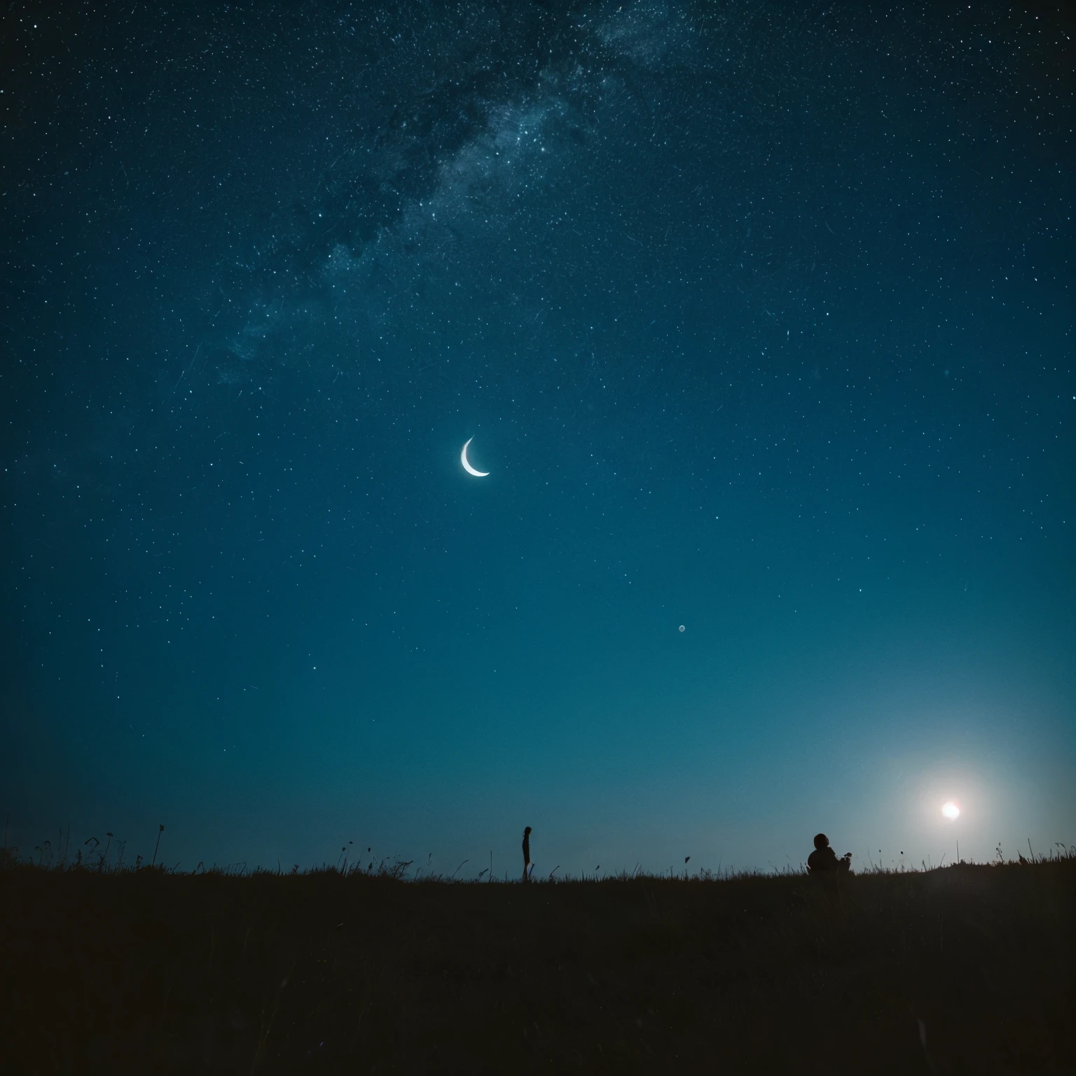Starry sky, moon, no people