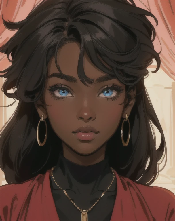 best quality, ultra high res, , characterized by an exquisite and mature manga illustration art style, high definition, nose piercing, a close up of a woman with a black top and a necklace, young black woman, black young woman, black teenage girl, with brown skin, dark skinned, taken in the early 2020s, photo of a black woman, ☁🌪🌙👩🏾, dark-skinned, black girl, she has olive brown skin, african domme mistress, highres, ultra-detailed, ultra-fine painting, extremely delicate, professional, anatomically correct, symmetrical face, extremely detailed eyes and face, high quality eyes, creativity, RAW photo, UHD, 8k, Natural light, cinematic lighting, masterpiece-anatomy-perfect, masterpiece:1.5,