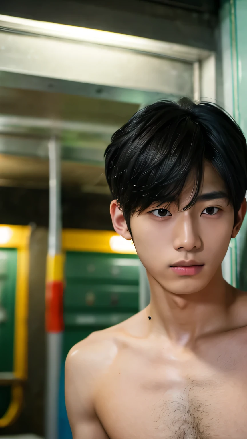 korean male, black hair, jewelry,  realistic, parted lips, karma hair,  black eye,KPOP,Completely naked,PENIS,、Japanese、naked、gay、whole body、underground、PENIS、SWEAT、whole body、CAMP、DARKNES、PENIS、whole body、long legs、ARM PIT、LONG LEGS、NIGHT PARTY、BAR