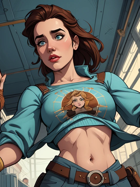 Personagem feminina armada com um .38 em estilo ocidental atompunk Fallout 4 Jennifer Connelly le com cicatrizes de guerra Imagem de desenho animado de uma mulher .Ilustra??o estilo desenho animado, estilo de arte dos desenhos animados, estilo de arte dos desenhos animados, digital illustration style, estilo atompunk design de personagens altamente detalhado, arte digital detalhada coragem, Forest fan art, Design de personagens de retrato, beautiful digital illustration, retrato de alta qualidade, Arte em quadrinhos, mulher jovem cabelo com transas lindas . Queen Anna of ArendelleBeautiful lined eyes Medium large bust and wonderful sexy clothes. image expression of sexual desire from waist to head illustration Queen Anne of Arendelle atompunk style Fallout 4 The perspective is from below, enfatizando a majestade e o poder da Gigante." armed with a 38 Western-style revolver with a 38 revolver in her hands 