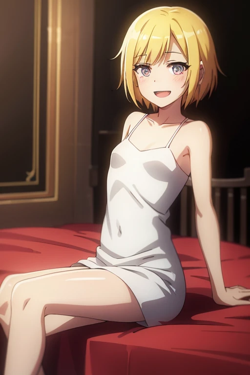 ((highest quality)), ((masterpiece)), (be familiar with), Perfect Face, indoor, Bedroom, Watching the audience,
One woman, Antiline Helan Fouché,
Open Mouth, Ecstatic expression, blush, smile,
Small breasts, Flat Chest, Young Girl, , , Girl,
Short Hair, Black and white hair, Two-tone color, Black and white eyes, Odd Eye, short hair,
Leg spread,