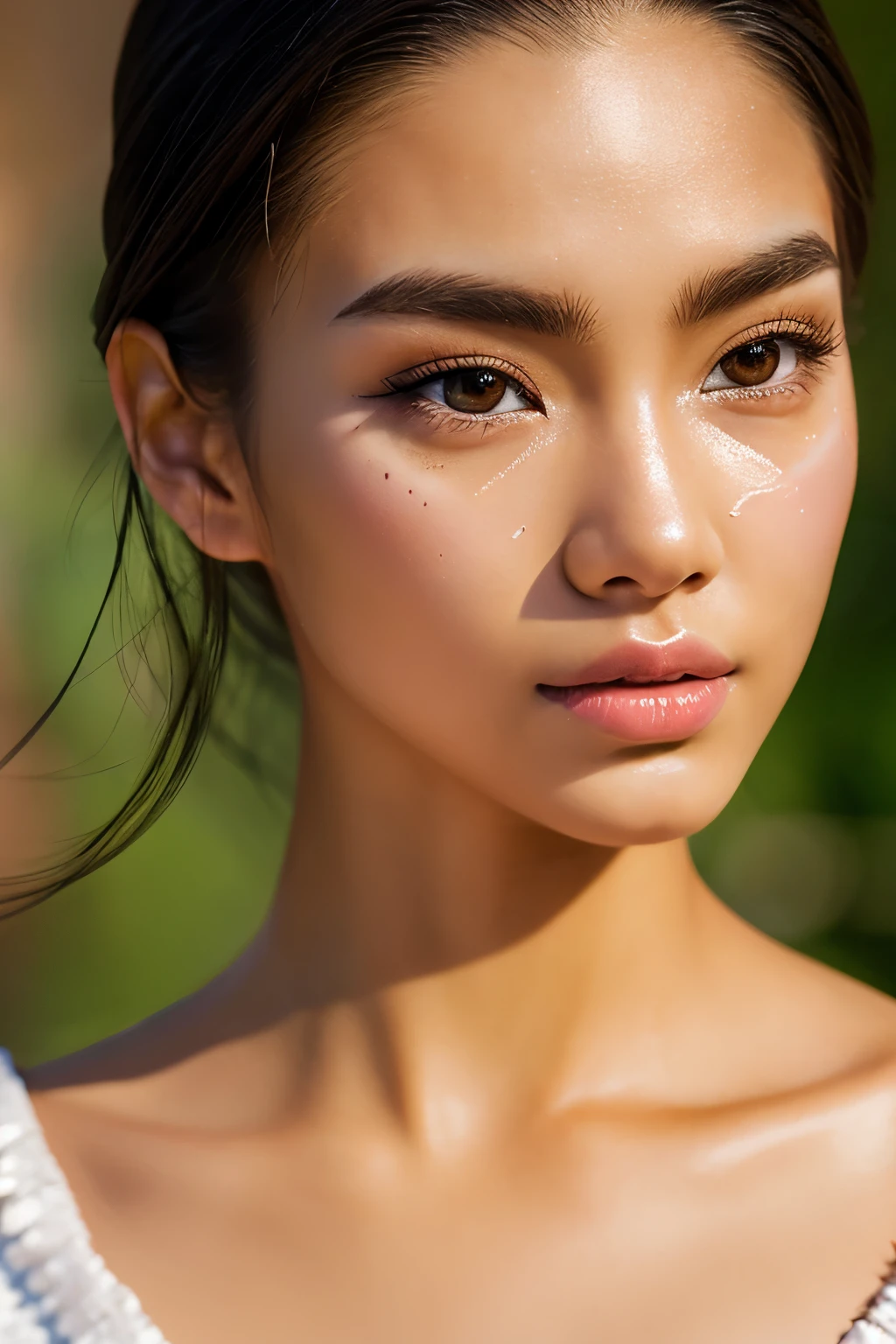 Samoan model woman, Photorealsitic, Detailed skin, A detailed face, Detailed lips, Detailed eyebrows, PUPILS SPARKLING, depth of fields, ccurate, Super Detail, Best Quality, hight resolution, Anatomically correct, Textured skin, high details, High quality, full body