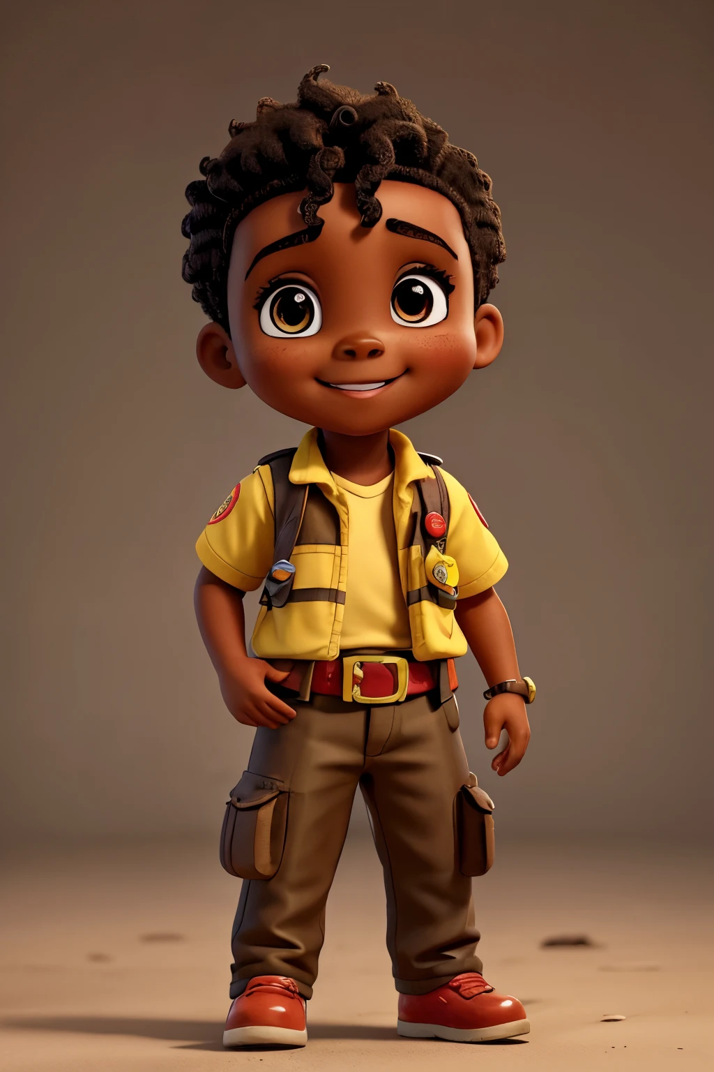 cute happy brown skinned baby fire fighter, no background