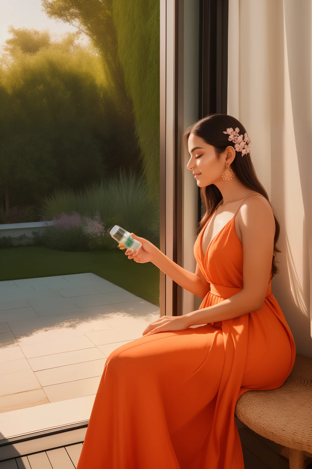 Title: "Nature Grej: Unleash the Radiance within you - Aloe Vera Mask"
Description:
As the sun sets, casting long shadows and painting the sky in hues of orange and pink, a serene and captivating image emerges. In the tranquil stillness, a beautiful woman with luminous skin, dressed in a flowing white gown, sits before a window overlooking a peaceful garden. With an expression of pure bliss, she gazes at her reflection in the mirror, holding a bottle adorned with the elegant label of "Nature Grej".
Nestled within the packaging of this extraordinary elixir lies a powerful and transformative secret: