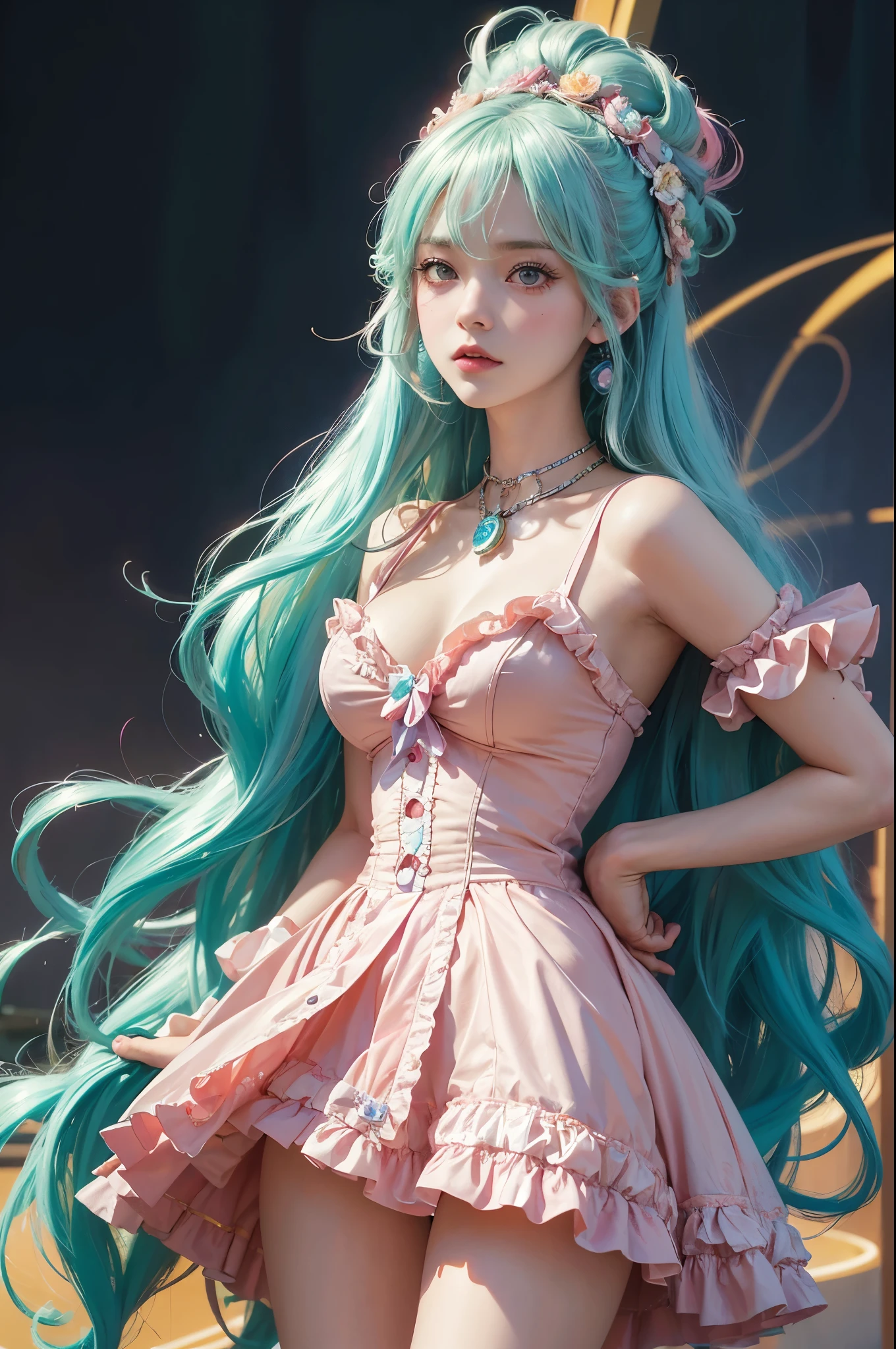 anime_artwork, rococo, grand_photograph, polaroid, annoyed_girl, neon_glowing_hair, canon_5d_mark_4, neon_light, kodak_ektar, flamboyant, pastel_colors, curved_lines, elaborate_detail, rococo, art by j.c. leyendecker