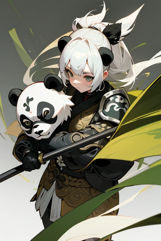 Pandanite, fine armor, Intricate Design, Silver, 8k.sharp、Panda pattern mask、cool、Tonfa、Panda Knight、Veteran、