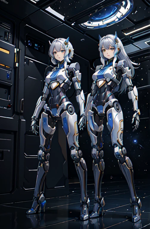 (masterpiece, highest quality, detailed),
Many women have become cyborgs,
See all the viewers,
robot girls,
All of them have perfect and beautiful faces,
All of their arms and legs are mechanical parts.,
All of the arms and legs have robotic joints.,
All of them have different arm and leg shapes.,
Everyone has a different hairstyle,
Everyone is wearing nothing on top or bottom.,
cockpit,
spacecraft,
SF,
space,
multi pose,
Full Body Shot,
Everyone is swapping limbs with each other.,
Group selfie