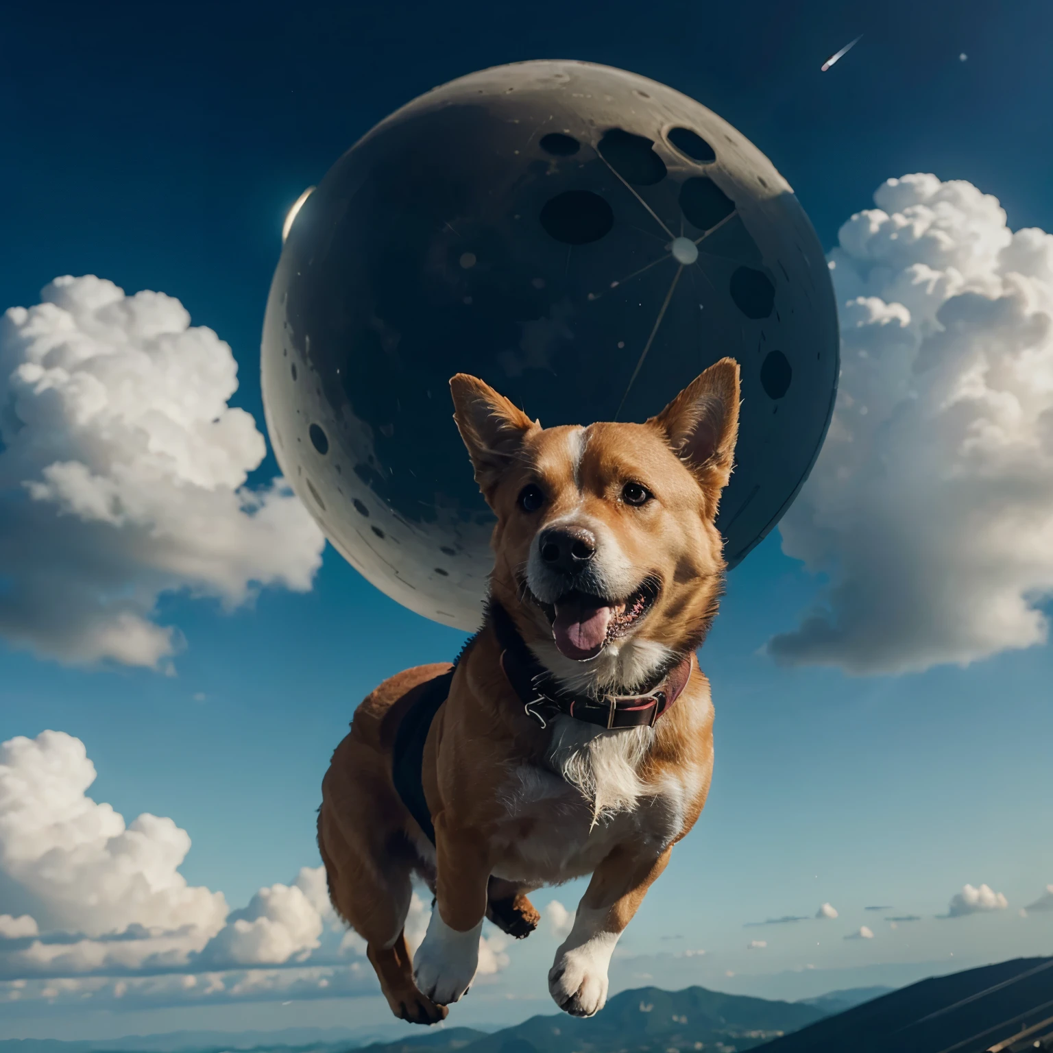 Picture of Ollie Coinbase Directors dog flying to the moon 