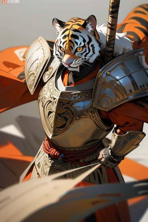 Animal tiger、 fine armor, Intricate Design, Silver, silk, 8k.sharp、View your viewers、Absolutely strong、