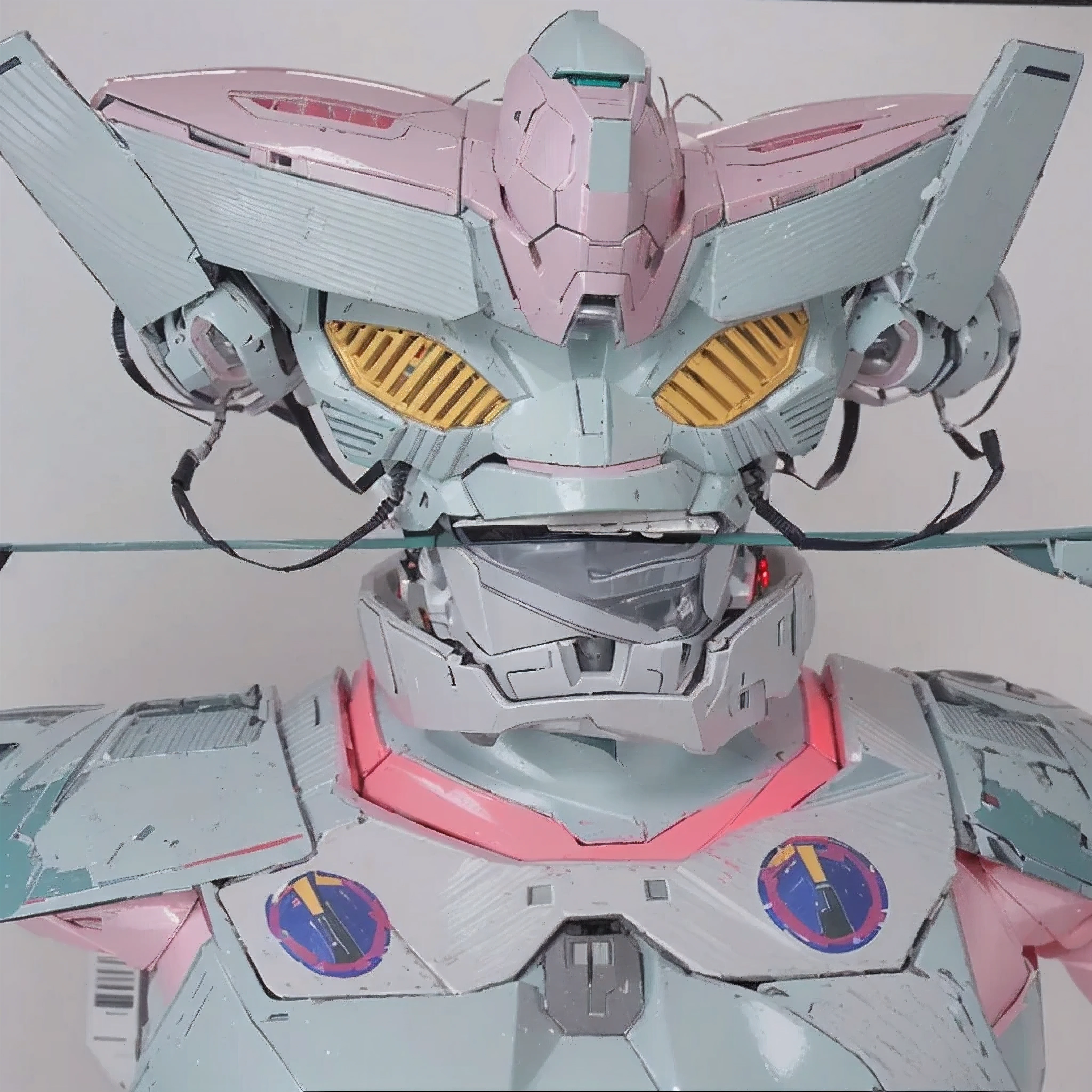 a close-up of a paper model of a robot with a helmet, gundam head, robotic anime mixed with organic, style of sss.gridman (2018), pictorial humanoid mecha, Arte conceitual de Evangelion, # mecha, sss.gridman, anime mecha aesthetic, retrato meu, mecha art