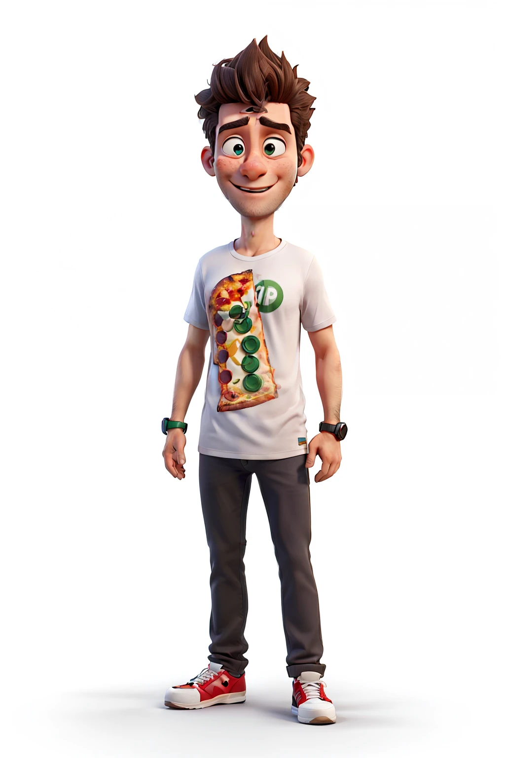 put name brazzi, brasilian funny, pizza, hadphone, tshirt white, 3d design, 100% white background::2