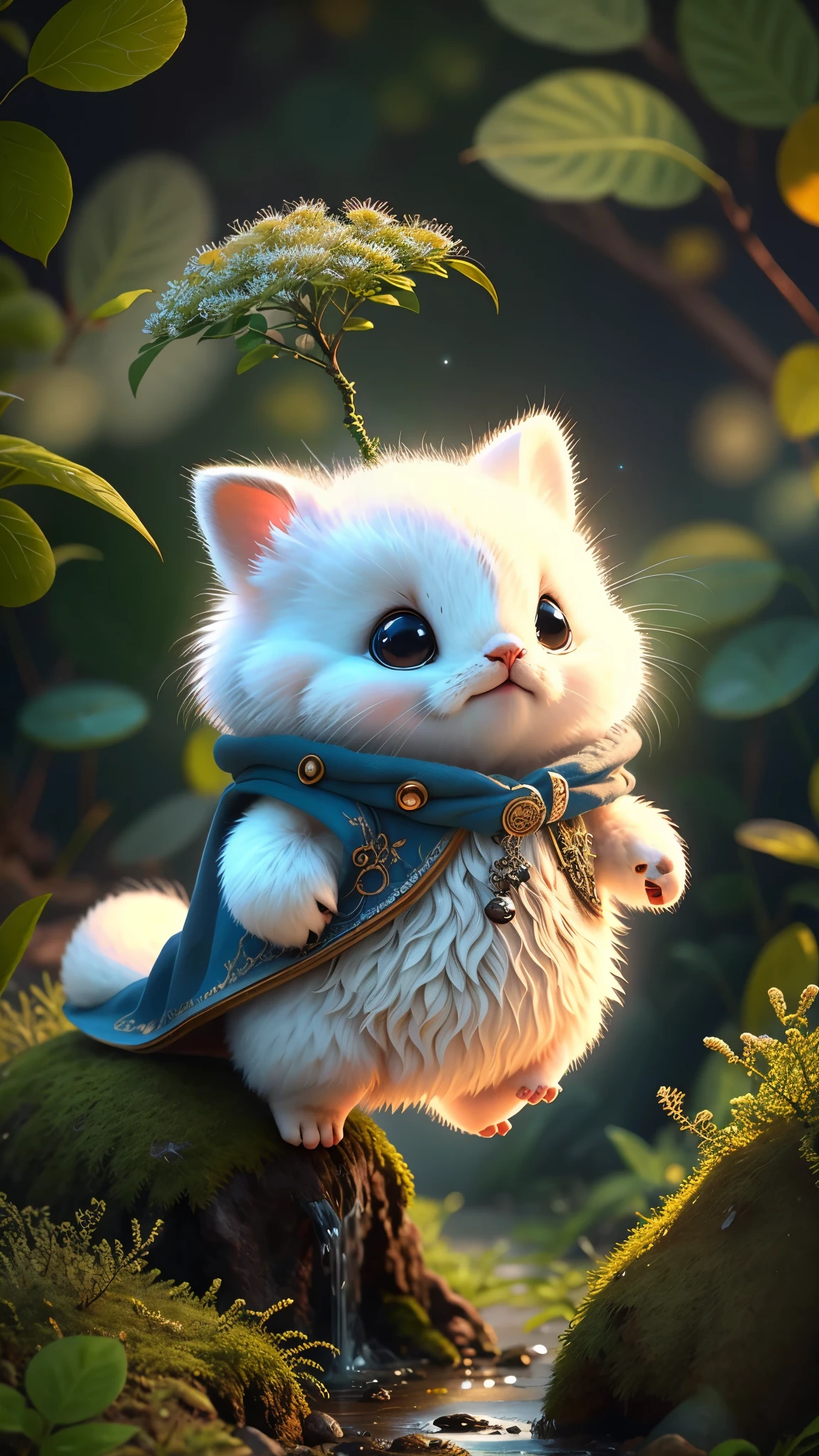 Top image quality、"Create cute creature masterpieces with inspired ultra-detailed concept art. Let your imagination come alive", （ermine）, high detailing, in 8K、Top image quality、jump up、uses magic、Thunder magic in the background