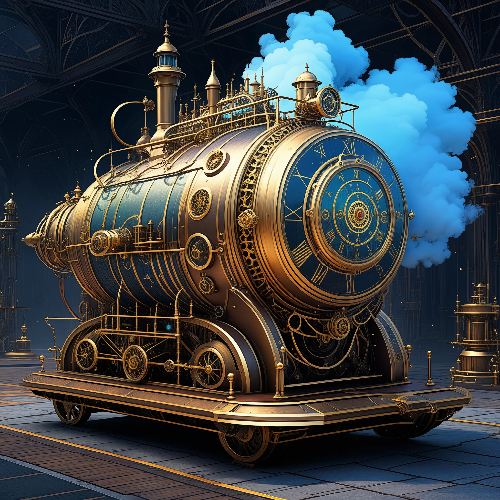 Behold a realm where steam-powered wonders coexist with cutting-edge AI, crafting a visual spectacle of intricate machinery.