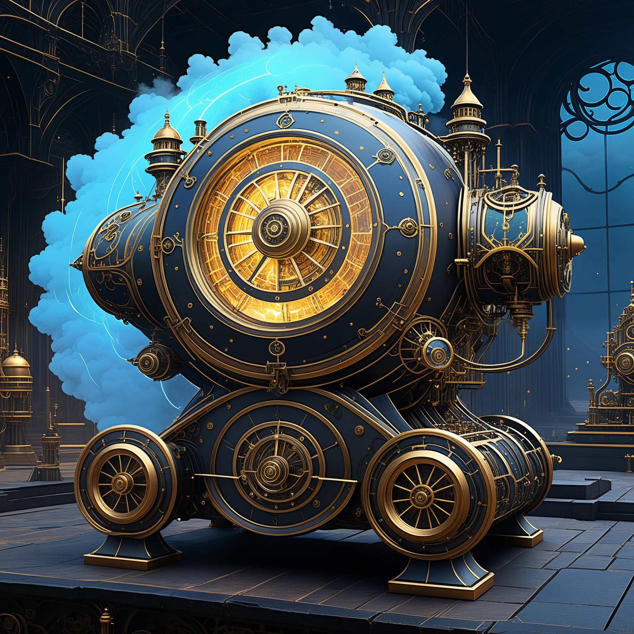 Behold a realm where steam-powered wonders coexist with cutting-edge AI, crafting a visual spectacle of intricate machinery.