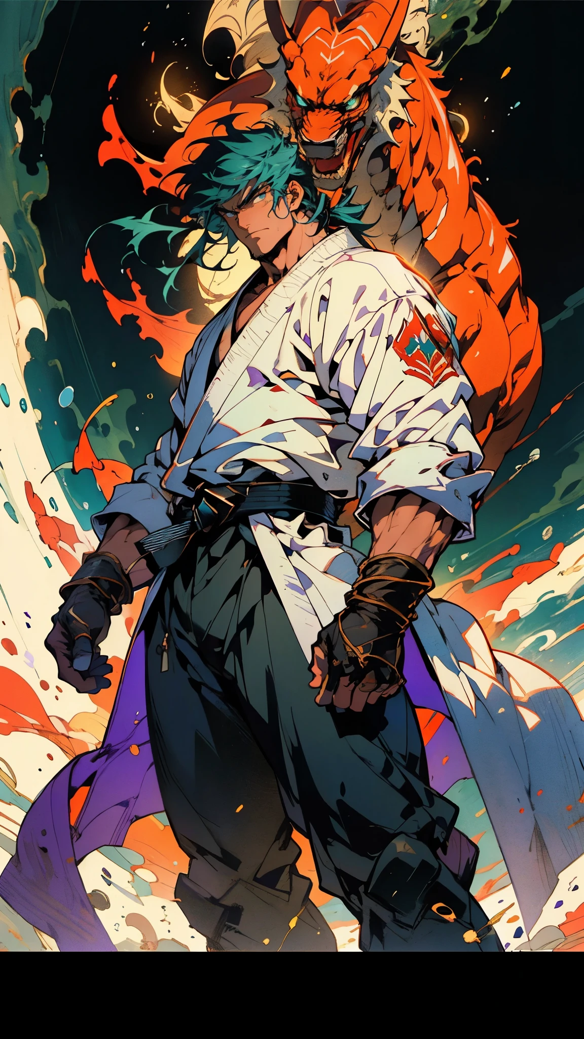 Cartoon hip-hop Korean singer in action with dynamic legs and hands, drawn with Adobe Illustrator. Cartoon style with unique design elements and special effects on a white background. Full body depiction with fiery energy to capture the essence of his performance. --auto --s2