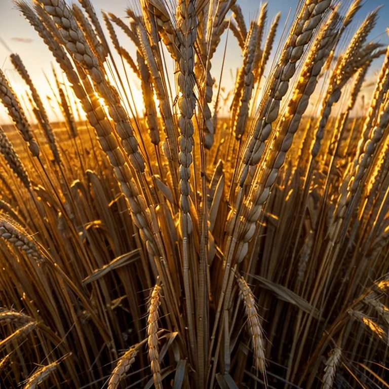 (Stunning photo: 1.1), Domestic Barley 100, Close-up shot, Highly detailed, (grainy texture: 0.8), Golden hour lighting, Rustic atmosphere, Harvest season, agricultural landscape, Sunlight filtering through the stalks, (IN FOCUS: 1.4), (grain detail: 1.2), Cinematic still, (epic: 0.6), (masterpiece: 1), (artistic: 0.9), Earthy color palette, Textured background, (campfire smoke: 0.3), (agricultural: 1.3), (rustic: 
